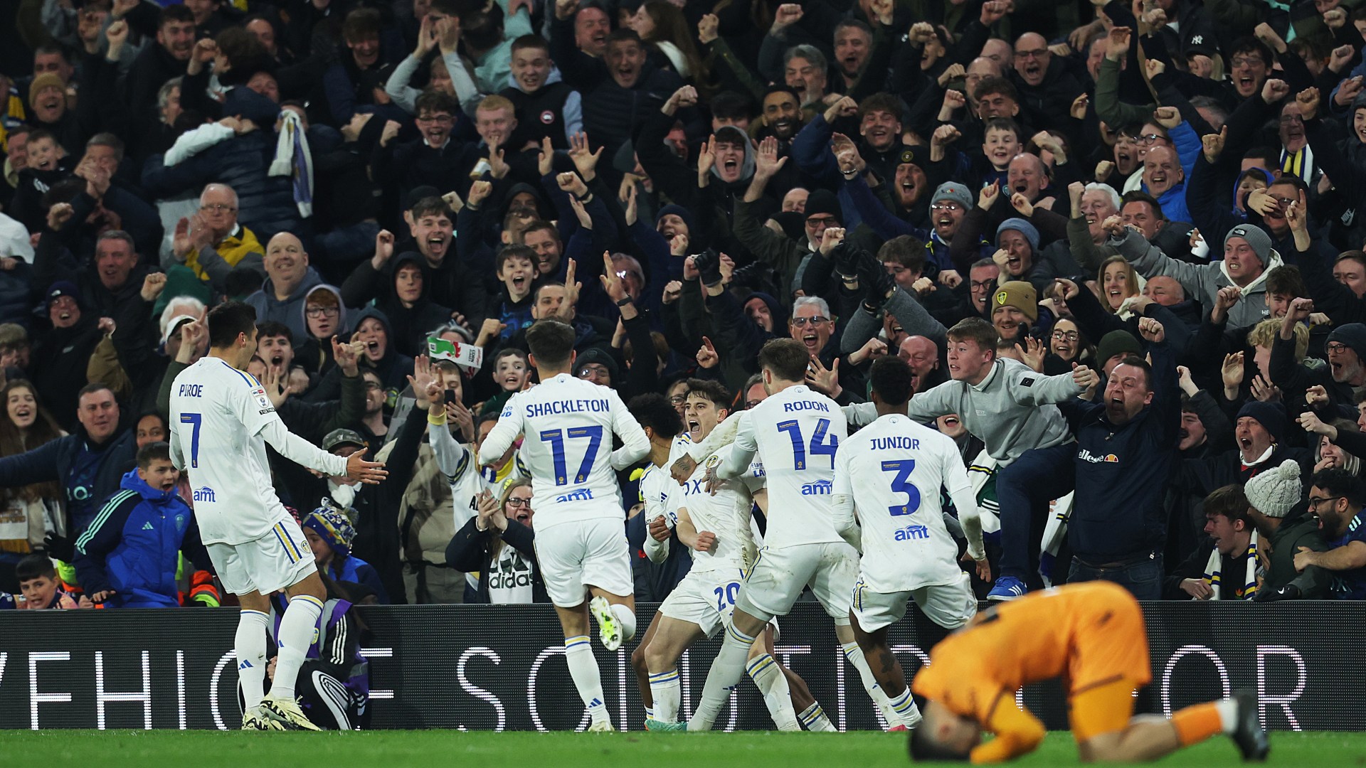 Dan James emulates David Beckham with stunning strike from halfway line as Leeds keep automatic promotion hopes alive